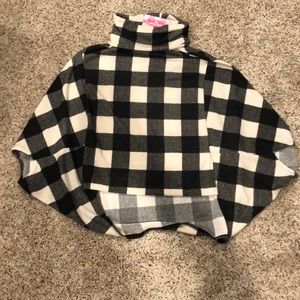 White buffalo plaid poncho